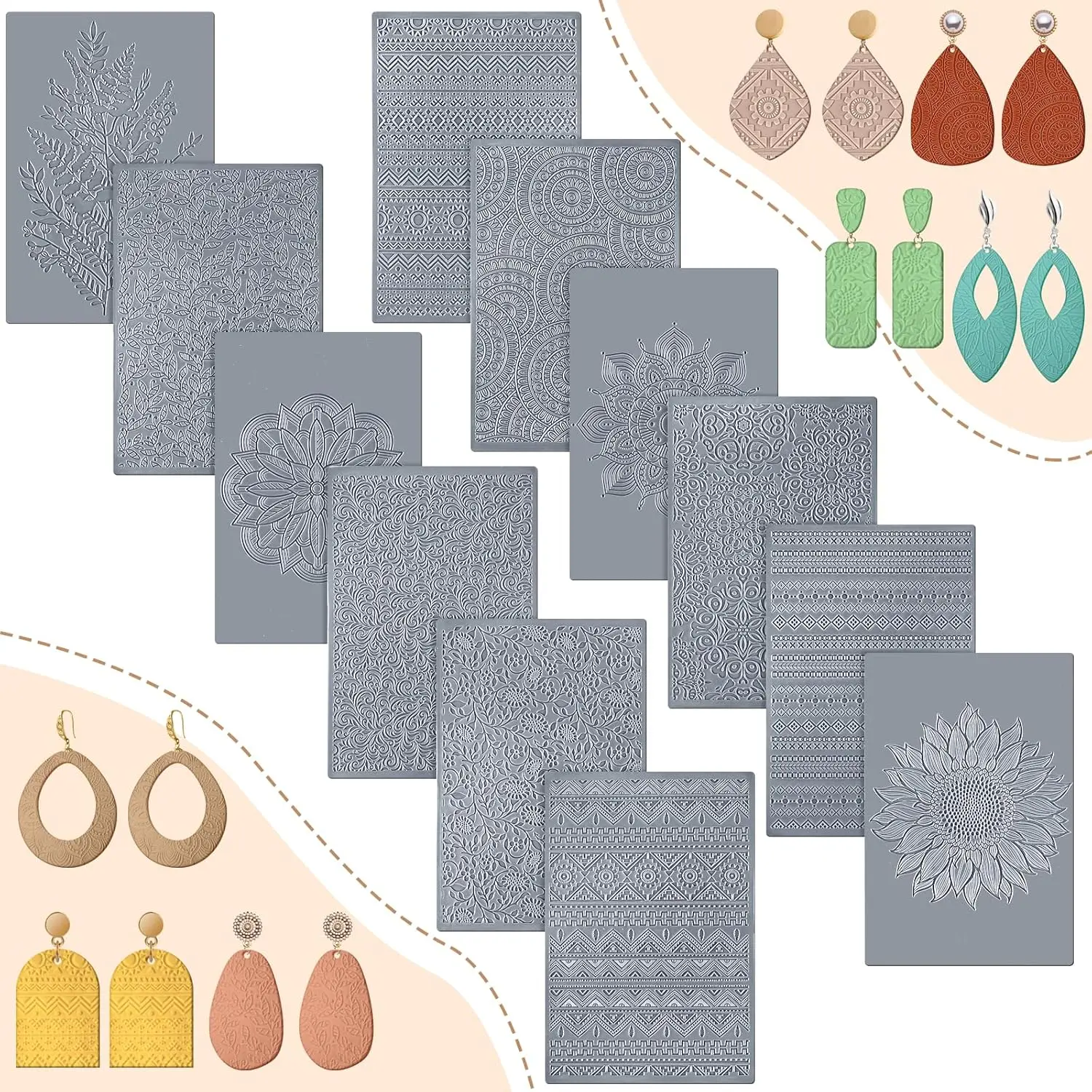 12 Pcs Polymer Clay Texture Sheets Mat Embossing Works with Clay Cutter DIY Tools for Pottery Jewelry Making DIY Craft Supply
12 Pcs Polymer Clay Texture Sheets Mat Embossing Works with Clay Cutter DIY Tools for Pottery Jewelry Making DIY Craft Supply