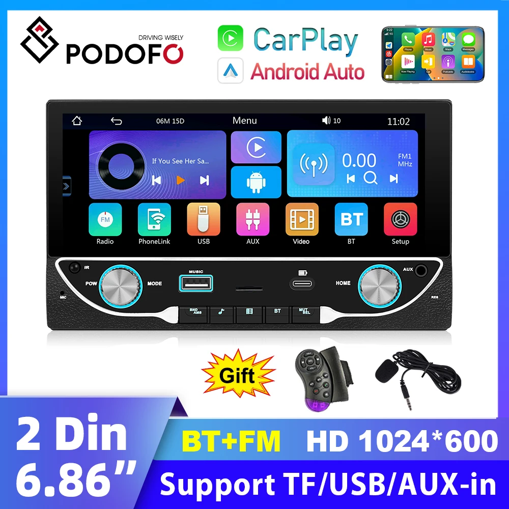 Podofo 2 Din CarPlay Car Radio Android Auto Multimedia Player Bluetooth MP5 Player Auto Stereo For Volkswagen Nissan Toyota
Podofo 2 Din CarPlay Car Radio Android Auto Multimedia Player Bluetooth MP5 Player Auto Stereo For Volkswagen Nissan Toyota