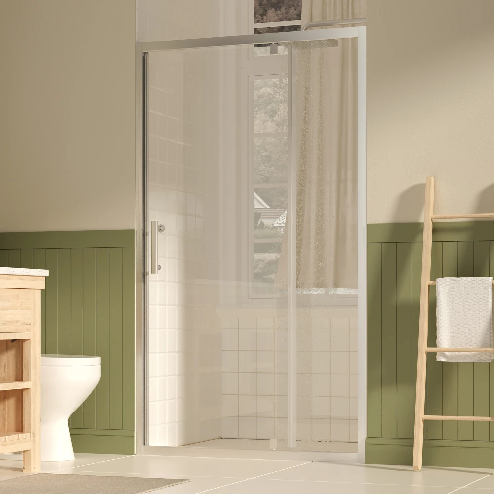 41-43"W×72"H Pivot Shower Door:1/4" SGCC Clear Tempered Glass w/ Explosion Film,Nano Easy-Clean Coat,Reversible,Brushed Nickel
41-43"W×72"H Pivot Shower Door:1/4" SGCC Clear Tempered Glass w/ Explosion Film,Nano Easy-Clean Coat,Reversible,Brushed Nickel