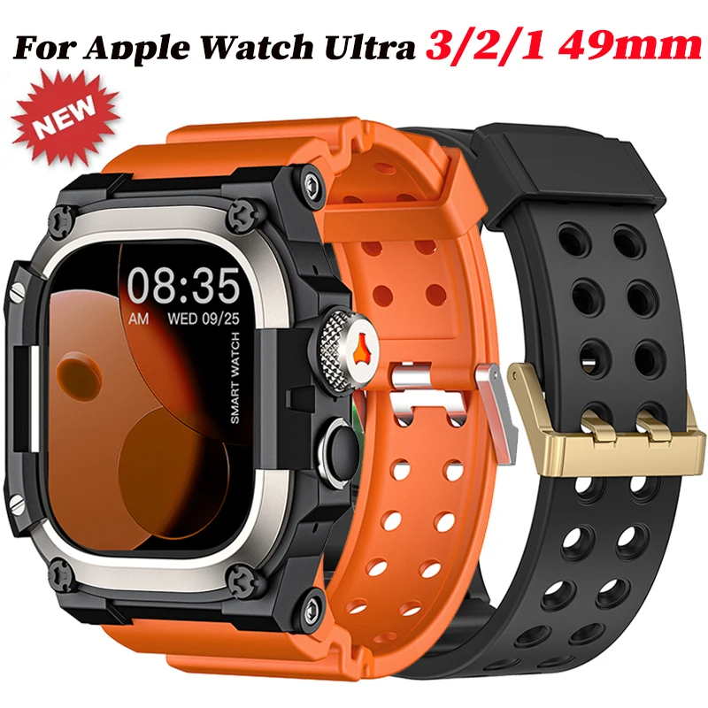 Прочный интегрированный ремешок с чехлом для Apple Watch Ultra 3/2/1 49 мм, спортивный силиконовый ремешок с металлическим бампером для iWatch Ultra
Прочный интегрированный ремешок с чехлом для Apple Watch Ultra 3/2/1 49 мм, спортивный силиконовый ремешок с металлическим бампером для iWatch Ultra