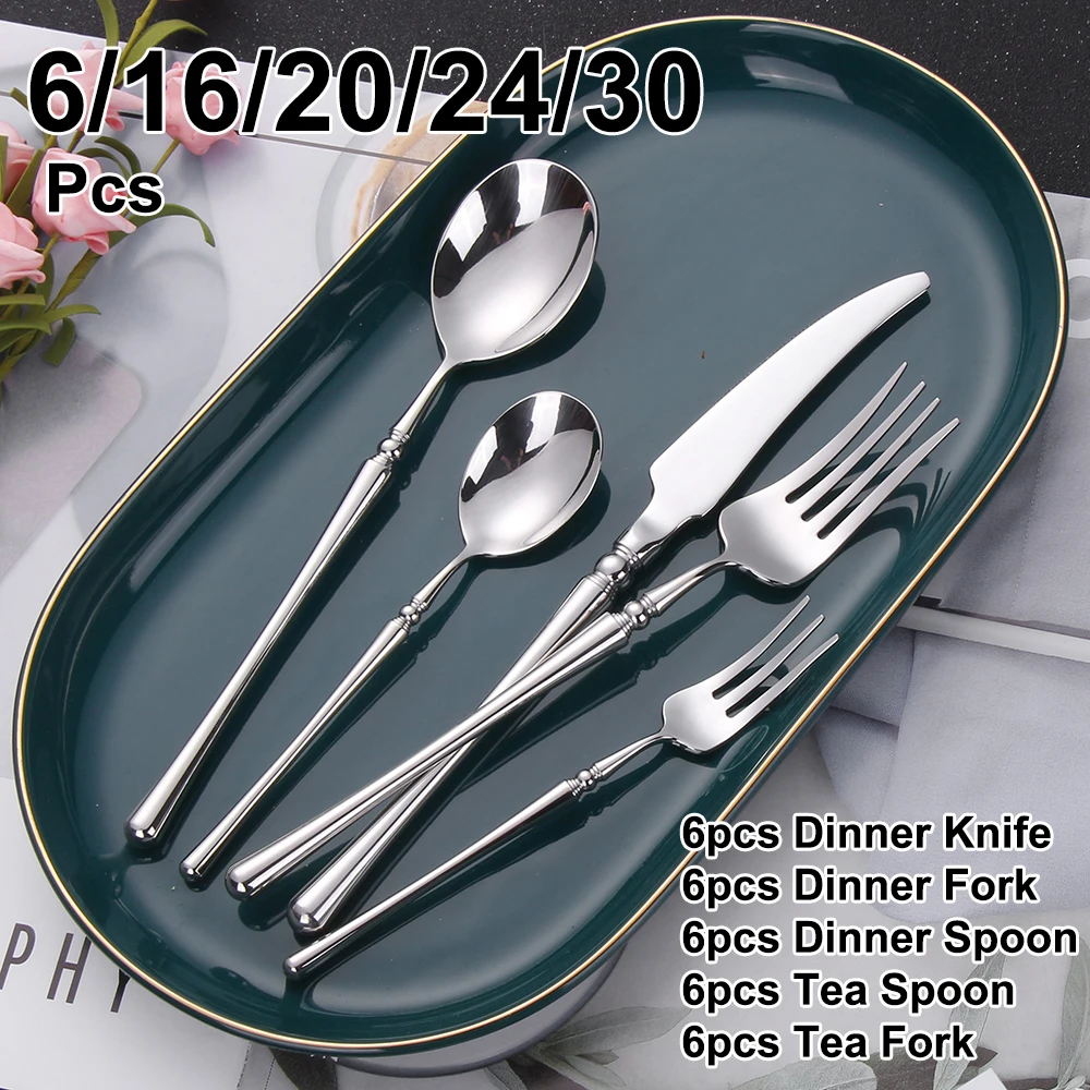 6/16/20/24/30Pcs Sliver Cutlery Set Stainless Steel 304 Tableware Wedding Gift Mirror Dinnerware Hotel Home Dinner Party Flatwar
6/16/20/24/30Pcs Sliver Cutlery Set Stainless Steel 304 Tableware Wedding Gift Mirror Dinnerware Hotel Home Dinner Party Flatwar