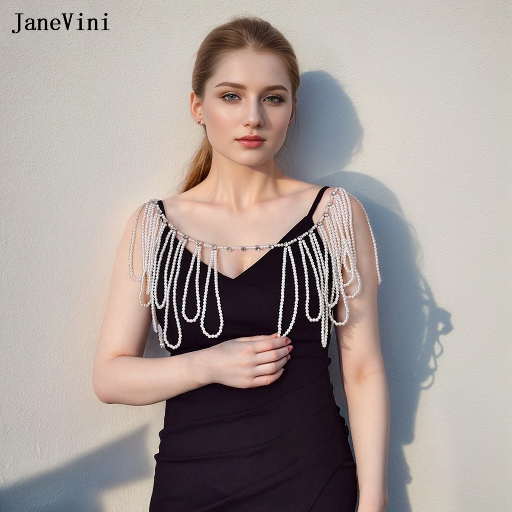 JaneVini New Elegant Pearls Bridal Bolero Short Shawl Women Shoulder Necklace Jewelry Body Chain Bride Wedding Dress Accessories
JaneVini New Elegant Pearls Bridal Bolero Short Shawl Women Shoulder Necklace Jewelry Body Chain Bride Wedding Dress Accessories