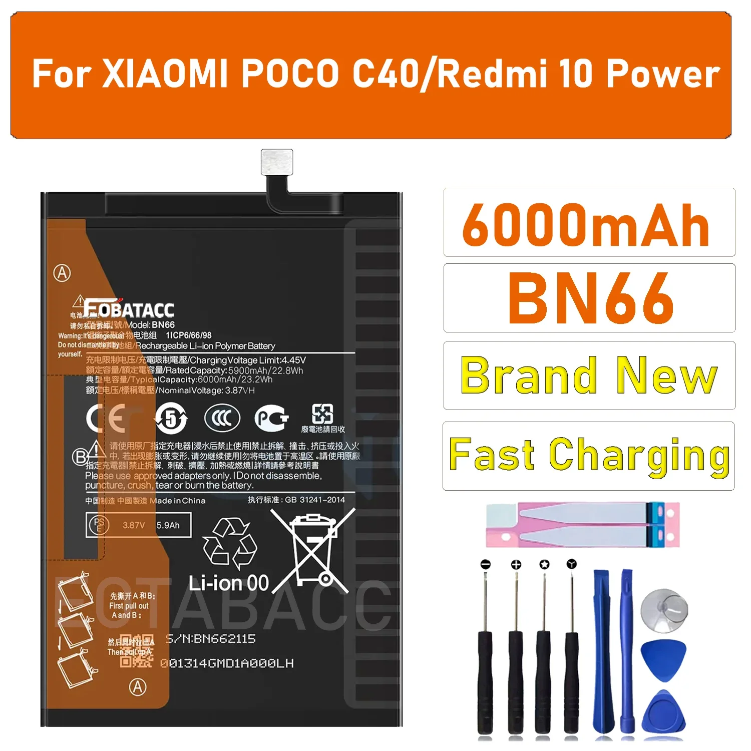 2025 Years BN66 Replacement Battery BN66 For Xiaomi Mi POCO C40 Rechargeable Phone Battery 6000mAh+Free Tools
2025 Years BN66 Replacement Battery BN66 For Xiaomi Mi POCO C40 Rechargeable Phone Battery 6000mAh+Free Tools