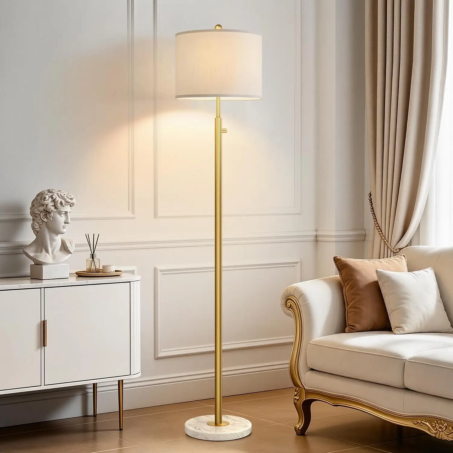 Dimmable Gold Floor Lamp with Marble Base, 11W LED Bulb Included, Modern Standing Lamp for Living Room Bedroom
Dimmable Gold Floor Lamp with Marble Base, 11W LED Bulb Included, Modern Standing Lamp for Living Room Bedroom