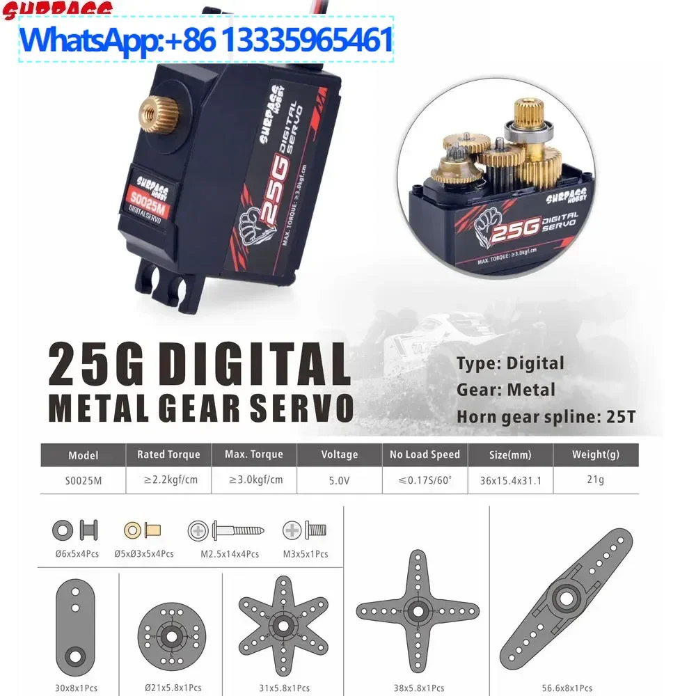 Beyond Wangwang Surpass-hobby S0025M 25 г цифровой сервопривод с металлическим зубом, модель игрушечных аксессуаров
Beyond Wangwang Surpass-hobby S0025M 25 г цифровой сервопривод с металлическим зубом, модель игрушечных аксессуаров