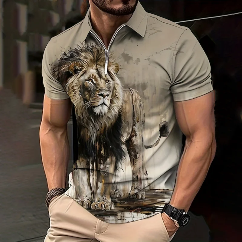 Summer Men's Polo Shirt Animal Printed 3D Simple Lapel Shirts Lion Printing Men's Short Sleeve Shirts Casual Male Clothing Tops
Summer Men's Polo Shirt Animal Printed 3D Simple Lapel Shirts Lion Printing Men's Short Sleeve Shirts Casual Male Clothing Tops