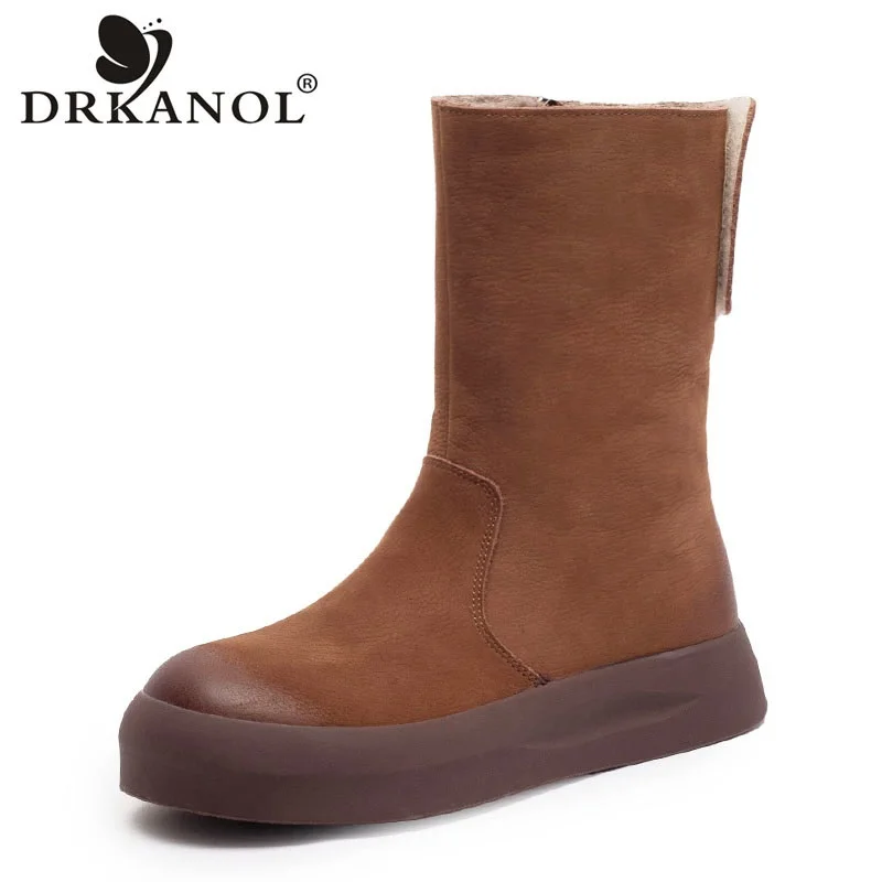 DRKANOL Retro Style Snow Boots For Women Winter Plush Thick Sole Chunky Platform Flat Warm Casual Mid Calf Cotton Boots Female
DRKANOL Retro Style Snow Boots For Women Winter Plush Thick Sole Chunky Platform Flat Warm Casual Mid Calf Cotton Boots Female