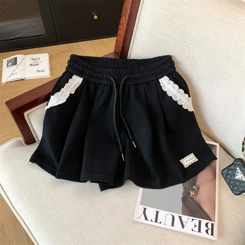 Sweet Casual Summer Women Lace Patchwork Elastic Drawstring Wide Leg Shorts Loose Daily Sports Short Pants
Sweet Casual Summer Women Lace Patchwork Elastic Drawstring Wide Leg Shorts Loose Daily Sports Short Pants