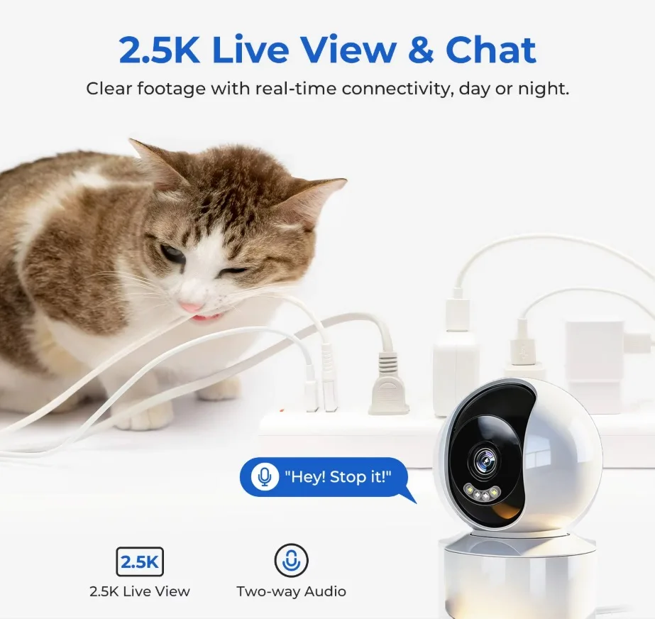 360° Pan Tilt Pet Dog Camera Free App 2.4G WiFi Indoor Smart Camera 2-Way Audio Night Vision Baby Monitor Home Security Surveill
360° Pan Tilt Pet Dog Camera Free App 2.4G WiFi Indoor Smart Camera 2-Way Audio Night Vision Baby Monitor Home Security Surveill