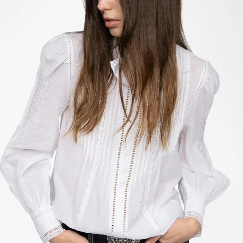 2026 Spring White Lace Women's Retro Bubble Sleeve Hollow Embroidery Shirt Elegant Casual Long Sleeve Cotton Top
2026 Spring White Lace Women's Retro Bubble Sleeve Hollow Embroidery Shirt Elegant Casual Long Sleeve Cotton Top