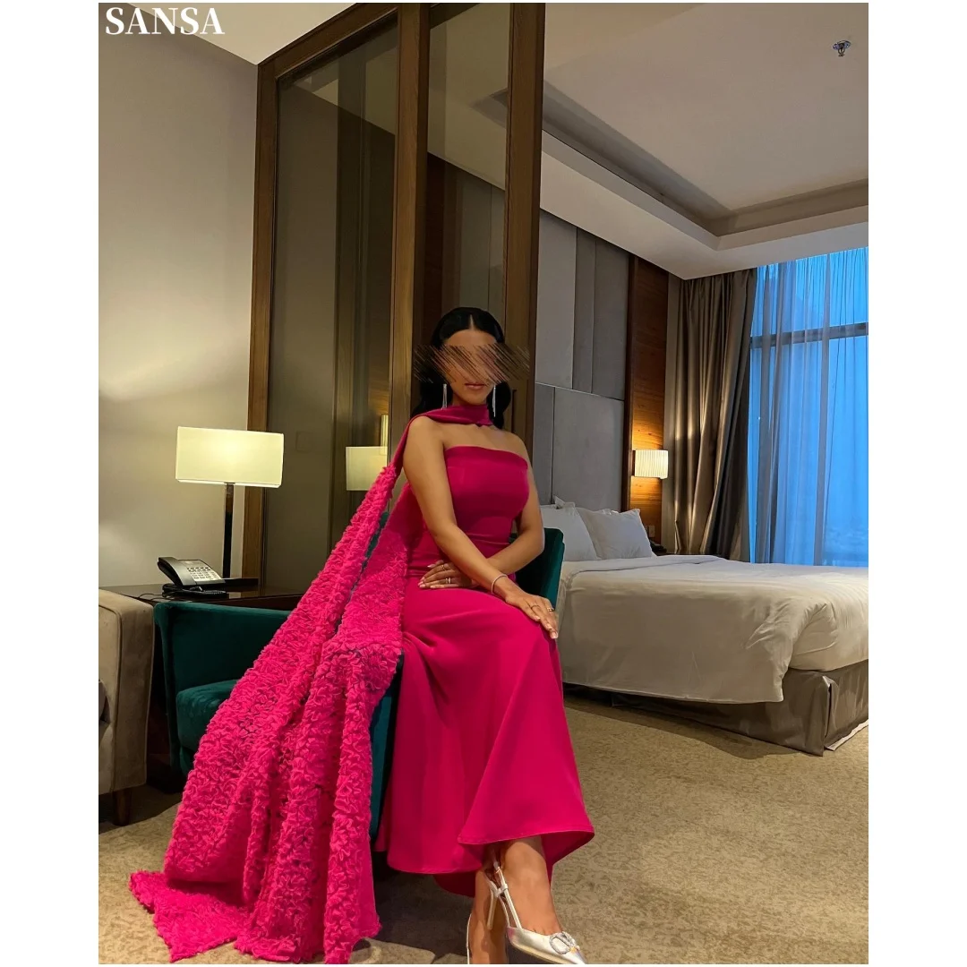Sansa Customized Magenta Slim-Fit Strapless Prom Dresses Detachable Shawl vestidos de noche Satin Column Formal Evening 2026
Sansa Customized Magenta Slim-Fit Strapless Prom Dresses Detachable Shawl vestidos de noche Satin Column Formal Evening 2026