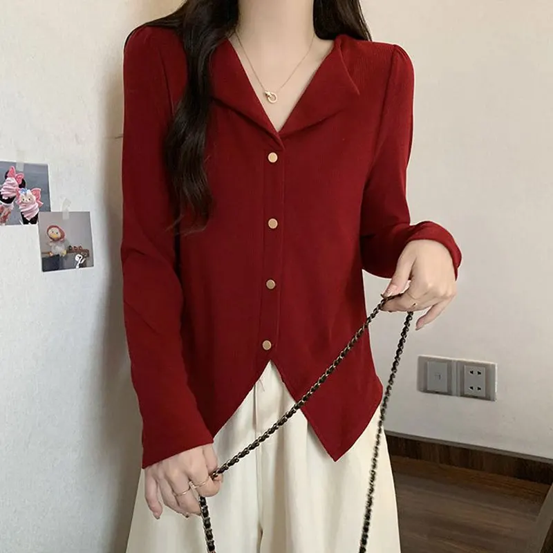 Basic Solid Color V-Neck Blouse Spring Autumn Korean Single-breasted Female Clothing Long Sleeve Commute Fashion Irregular Shirt
Basic Solid Color V-Neck Blouse Spring Autumn Korean Single-breasted Female Clothing Long Sleeve Commute Fashion Irregular Shirt