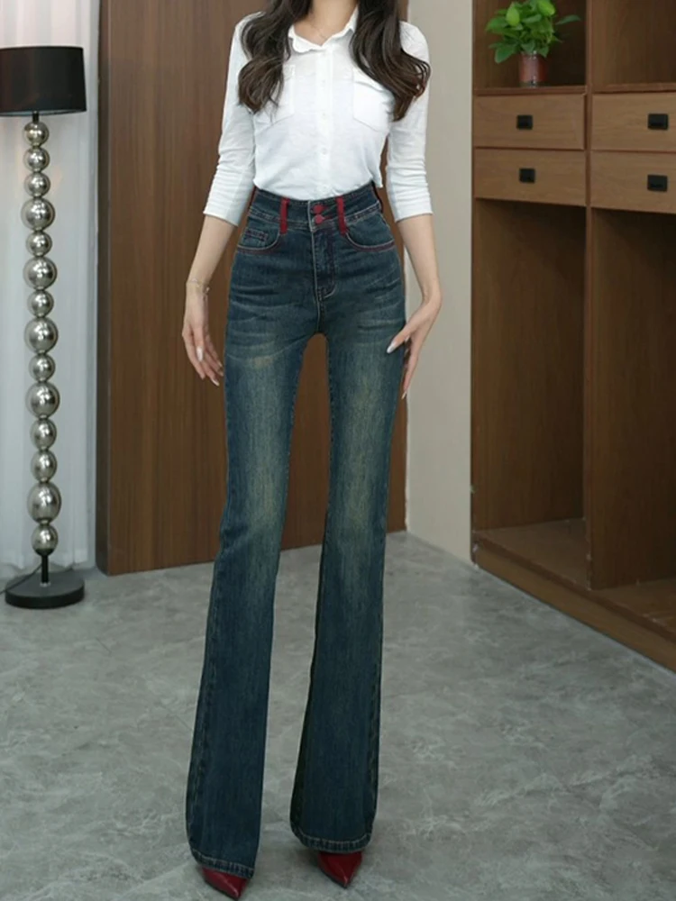 Облегающие джинсы с высокой талией, женские джинсы с высокой талией, весенне-осенние эластичные расклешенные джинсы из смеси хлопка и полиэстера
Облегающие джинсы с высокой талией, женские джинсы с высокой талией, весенне-осенние эластичные расклешенные джинсы из смеси хлопка и полиэстера