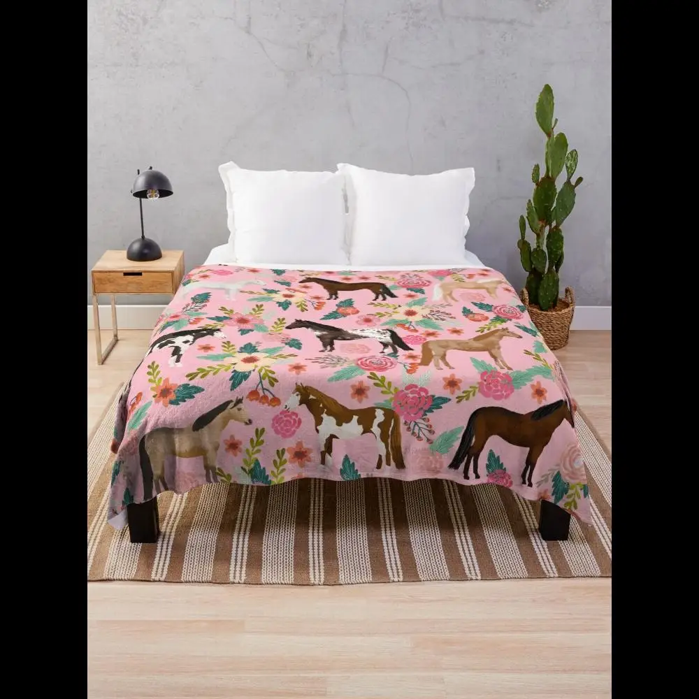 Horses Floral Design Throw Blanket Soft Cozy Farm Animal Horse Breeds Themed Cover for Pet Lovers
Horses Floral Design Throw Blanket Soft Cozy Farm Animal Horse Breeds Themed Cover for Pet Lovers