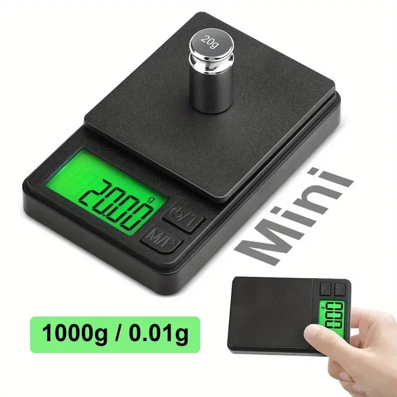 Precision Pocket Scale 1000g X 0.1g Digital Gram Jewelry Ounces/Grains Digital Scale with Backlit LCD Mini Food Scale for Travel
Precision Pocket Scale 1000g X 0.1g Digital Gram Jewelry Ounces/Grains Digital Scale with Backlit LCD Mini Food Scale for Travel