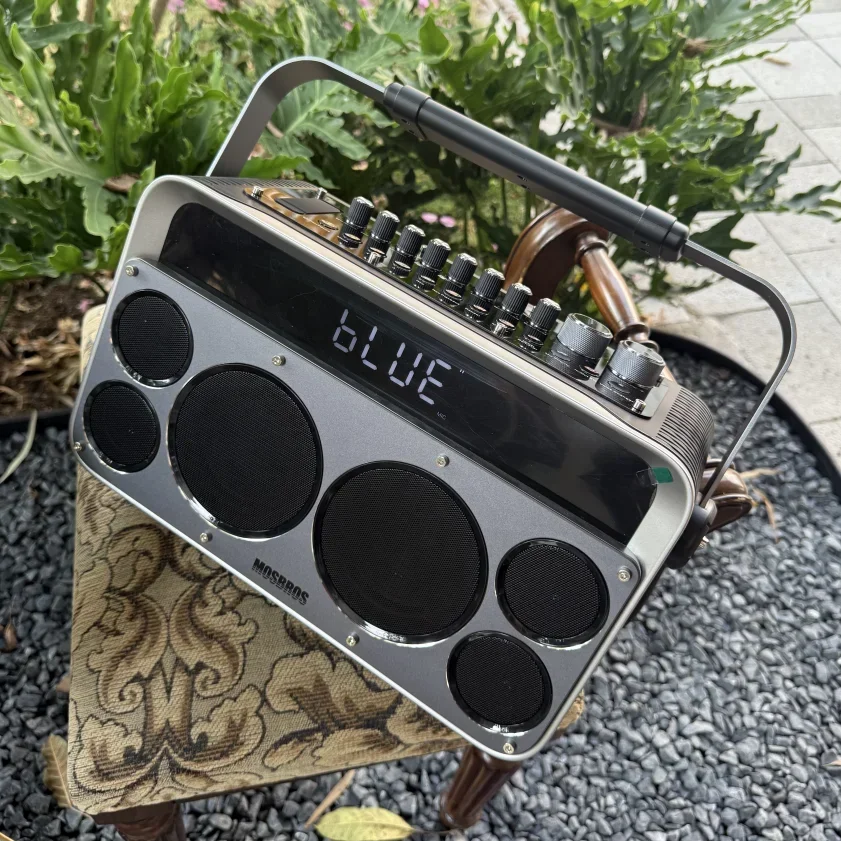 Mosbros Karabass 15K Robot Style Portable Speaker With Integrated Metal Body, Aluminum Alloy Handle For Home, Backyard, Camping
Mosbros Karabass 15K Robot Style Portable Speaker With Integrated Metal Body, Aluminum Alloy Handle For Home, Backyard, Camping