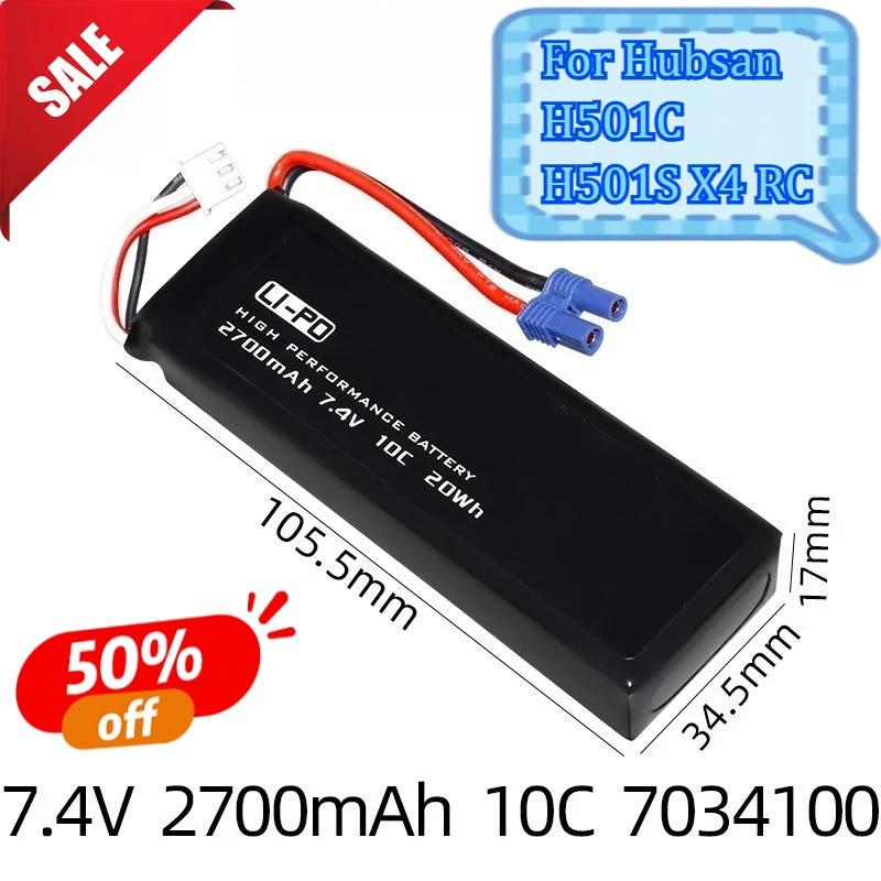 7.4V 2700mAh for Hubsan H501C H501S X4 RC Lipo Drone Battery Quadcopter Drone Spare Parts 7.4V Battery Accessories
7.4V 2700mAh for Hubsan H501C H501S X4 RC Lipo Drone Battery Quadcopter Drone Spare Parts 7.4V Battery Accessories