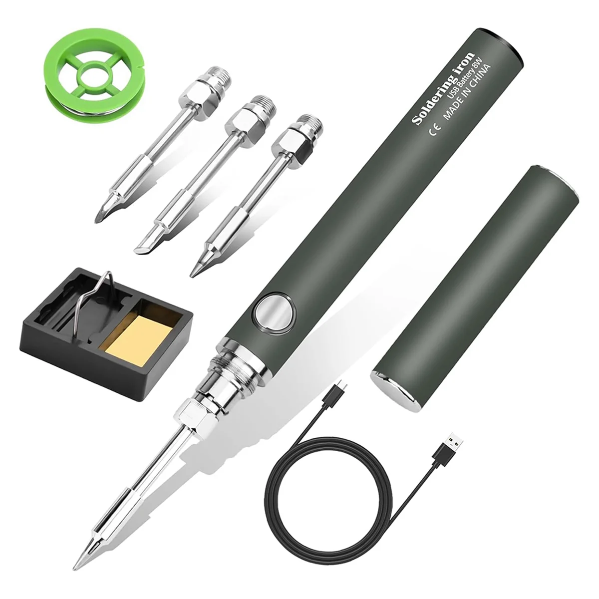 New Cordless Soldering Iron Kit, USB Rechargeable Cordless Soldering Iron, 3 Temperature Adjustment Soldering Iron - Grey
New Cordless Soldering Iron Kit, USB Rechargeable Cordless Soldering Iron, 3 Temperature Adjustment Soldering Iron - Grey