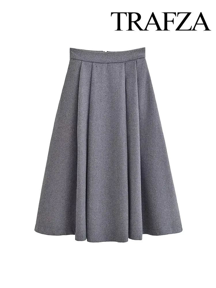 TRAFZA Women's Fashion Loose Midi Skirt Autumn Women's Back Zipper High Waist Pleated Side Pockets A-Line Skirt Casual Skirt
TRAFZA Women's Fashion Loose Midi Skirt Autumn Women's Back Zipper High Waist Pleated Side Pockets A-Line Skirt Casual Skirt