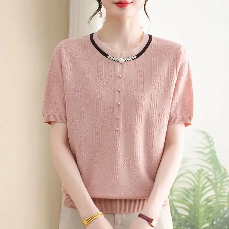 Элегантный летний вязаный топ с короткими рукавами для мам, новая модная женская одежда для женщин среднего и пожилого возраста
Элегантный летний вязаный топ с короткими рукавами для мам, новая модная женская одежда для женщин среднего и пожилого возраста