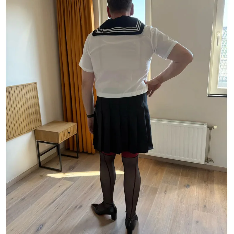 Cross dresser Men Japan School Girl JK Uniform Short/long Sleeve Cosplay Sissy Navy Sailor Set Pleated Skirt COS Anime Costume
Cross dresser Men Japan School Girl JK Uniform Short/long Sleeve Cosplay Sissy Navy Sailor Set Pleated Skirt COS Anime Costume
