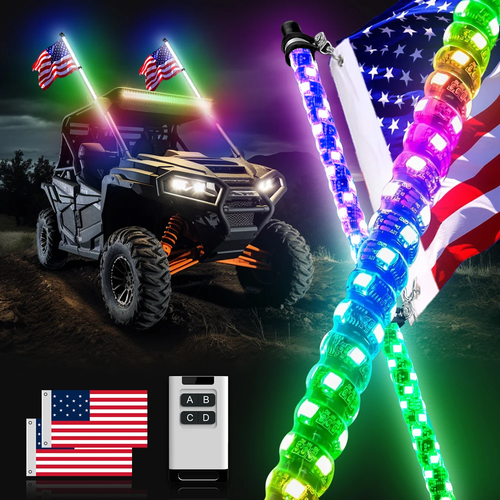 2pcs 50cm Spiral RGB LED Whip Lights Remote Control Antenna Whips for Can-Am Atv Utv Rzr Polaris Sand Dune Buggy Off-Road Truck
2pcs 50cm Spiral RGB LED Whip Lights Remote Control Antenna Whips for Can-Am Atv Utv Rzr Polaris Sand Dune Buggy Off-Road Truck
