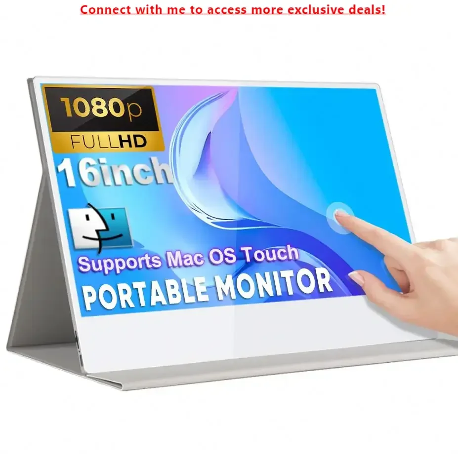 16 Inch Touchscreen FHD IPS Display USB-C HD Portable Monitor For Laptop With Cover And Speakers External Monitor
16 Inch Touchscreen FHD IPS Display USB-C HD Portable Monitor For Laptop With Cover And Speakers External Monitor