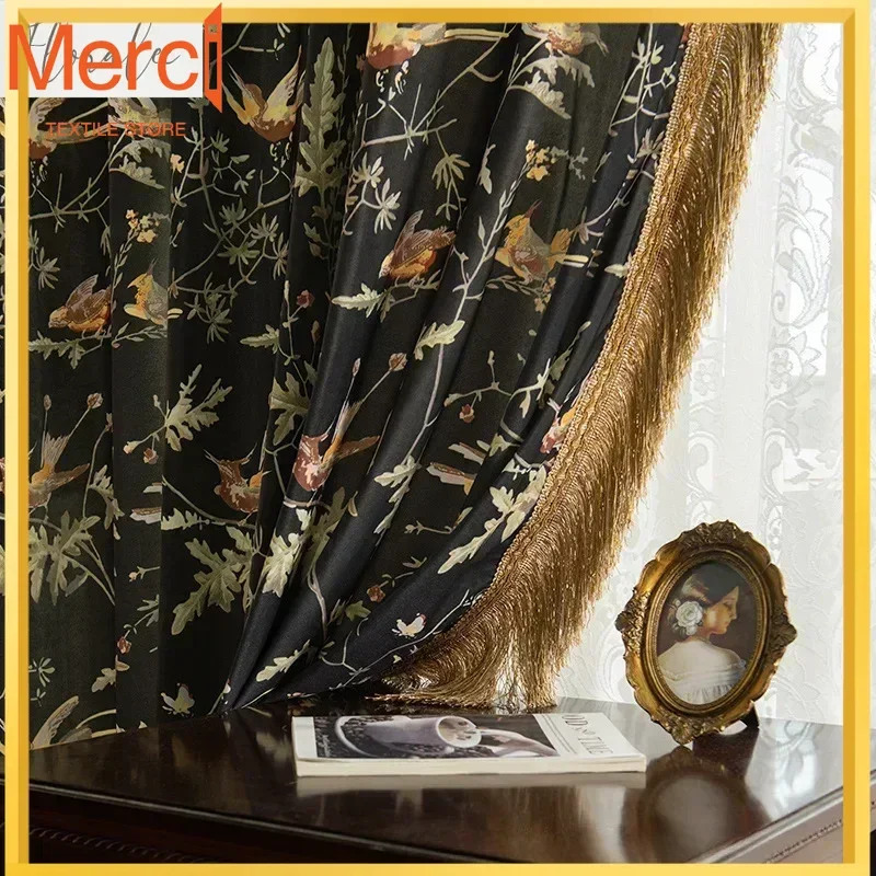 New French Romantic Black Printed Curtains For Living Dining Room Bedroom Floating Windows Floor-to-ceiling Window Fabric
New French Romantic Black Printed Curtains For Living Dining Room Bedroom Floating Windows Floor-to-ceiling Window Fabric