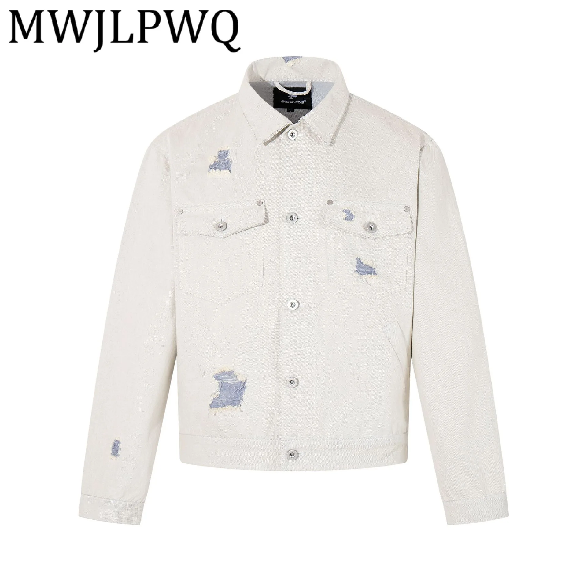 MWJLPWQ Modish American Style Distressed Design Denim Jacket Male Lapel Long Sleeve Hole Niched Casual Tops Autumn New 21508
MWJLPWQ Modish American Style Distressed Design Denim Jacket Male Lapel Long Sleeve Hole Niched Casual Tops Autumn New 21508