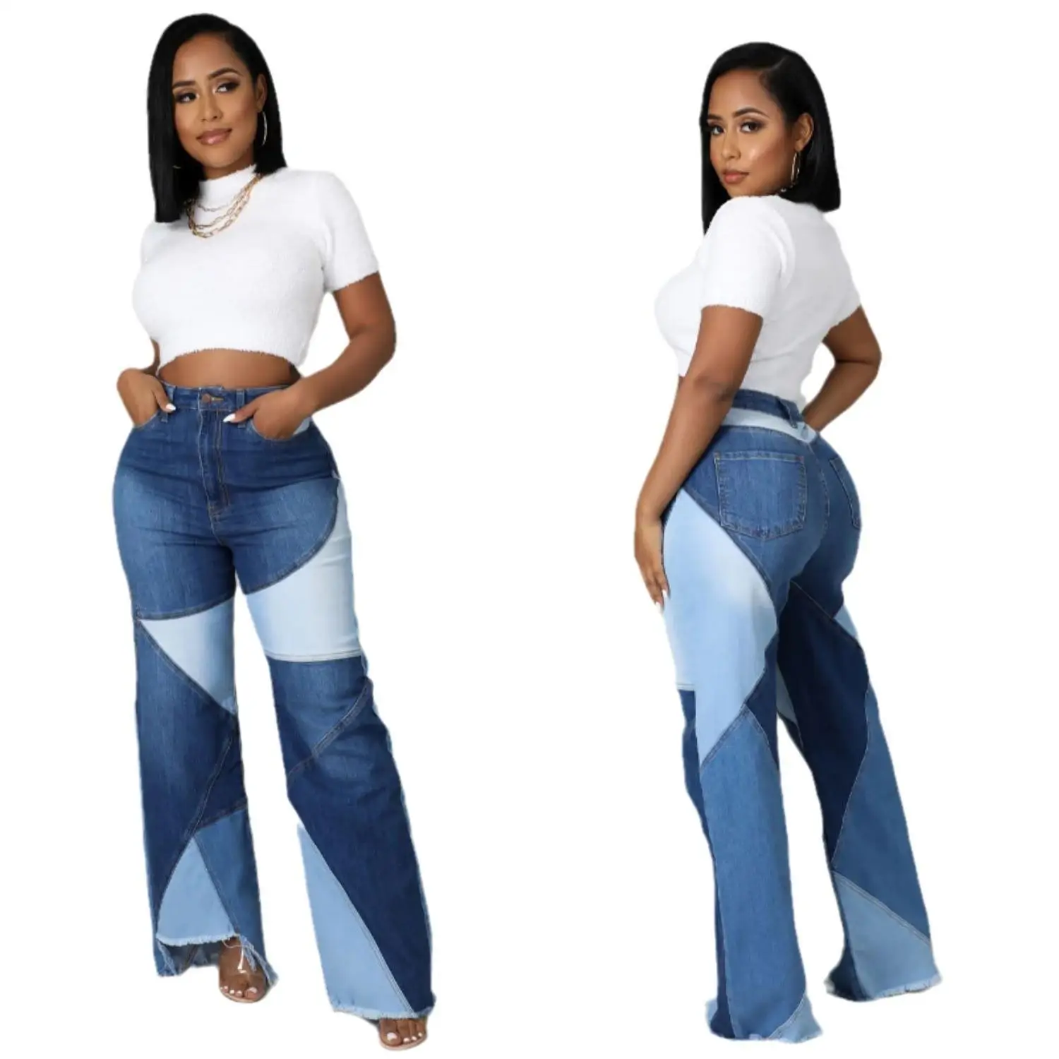 High Waist Straight Leg Flared Pants Selected Women's Denim Jeans Sweet Style No Brand Iron Free Blue Color mid Stretch
High Waist Straight Leg Flared Pants Selected Women's Denim Jeans Sweet Style No Brand Iron Free Blue Color mid Stretch