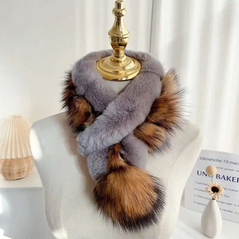 Rex Rabbit Fur Scarf Women's Fur Scarf With Raccoon Fur Ball Fashion Winter Warm Neck Cover Lady Genuine Rex Rabbit Fur Scarves
Rex Rabbit Fur Scarf Women's Fur Scarf With Raccoon Fur Ball Fashion Winter Warm Neck Cover Lady Genuine Rex Rabbit Fur Scarves