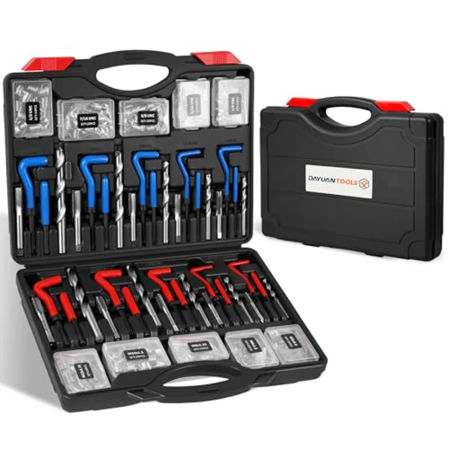 Helicoil Thread Repair Kit SAE and Metric, HSS Drill Heli Coil Repair Kit Automobile Rethreading Restorer Tool Kit in 1/4" 5/16
Helicoil Thread Repair Kit SAE and Metric, HSS Drill Heli Coil Repair Kit Automobile Rethreading Restorer Tool Kit in 1/4" 5/16