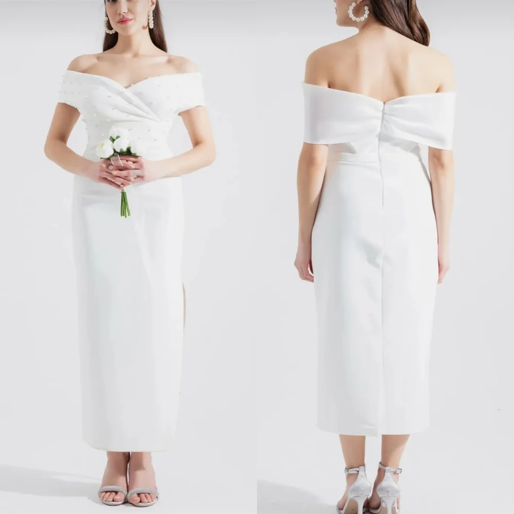 Customized Exquisite White Jersey Evening Dress Classic Strapless Off the Shoulder Sleeveless Zipper Back Homecoming D
Customized Exquisite White Jersey Evening Dress Classic Strapless Off the Shoulder Sleeveless Zipper Back Homecoming D