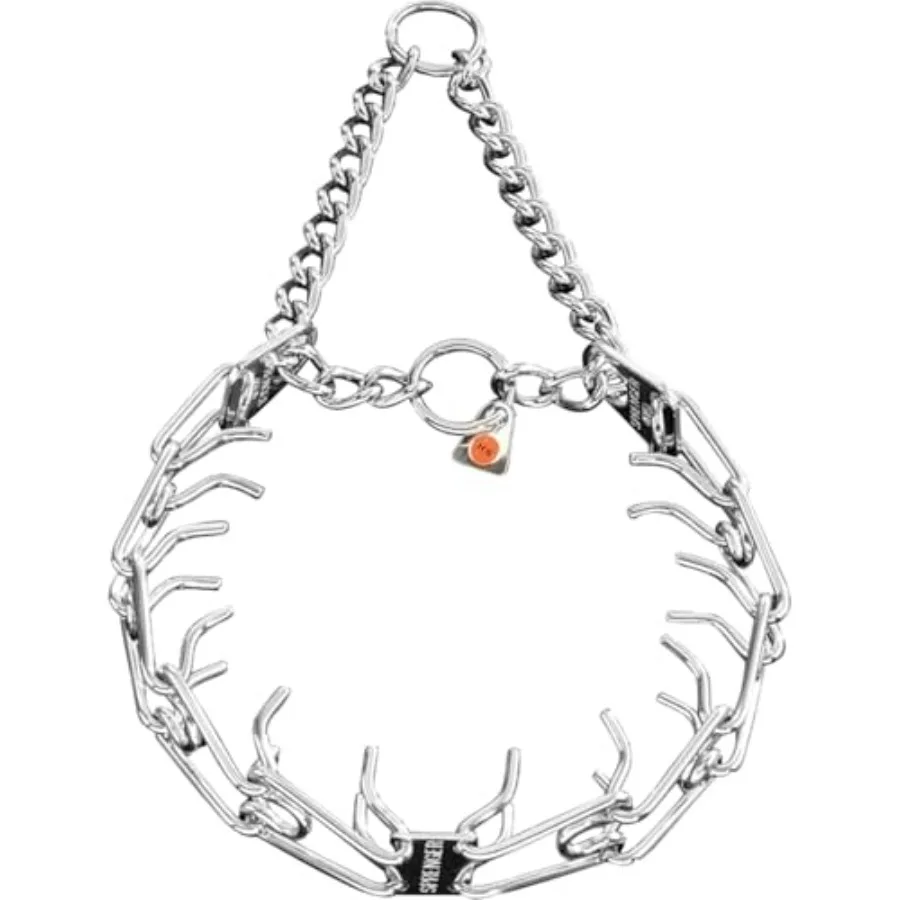 Dog training collar for anti-pull applications, stainless steel prong material, silver color, ultra-durable German-made design
Dog training collar for anti-pull applications, stainless steel prong material, silver color, ultra-durable German-made design