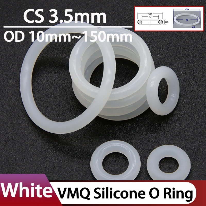 10/50Pcs White CS 3.5mm OD10~150mm Silicone VMQ O-Ring Gasket Food Grade Waterproof Washer Nontoxic Silicone Rubber Sealing Ring
10/50Pcs White CS 3.5mm OD10~150mm Silicone VMQ O-Ring Gasket Food Grade Waterproof Washer Nontoxic Silicone Rubber Sealing Ring