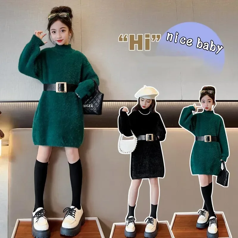 Korea Autumn Winter Children Girl Long Plus Velvet Sweater Teenager Girl High Collar Knitted Dress School Girl Kintwears 4-14Yrs
Korea Autumn Winter Children Girl Long Plus Velvet Sweater Teenager Girl High Collar Knitted Dress School Girl Kintwears 4-14Yrs