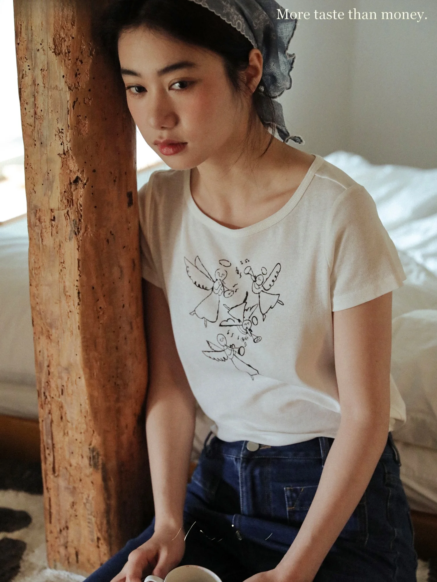 Women's Comfortable Pure Cotton Short Sleeve round Neck T-shirt Simple Style Joyful Song White Slimming Effect Easy Wear
Women's Comfortable Pure Cotton Short Sleeve round Neck T-shirt Simple Style Joyful Song White Slimming Effect Easy Wear
