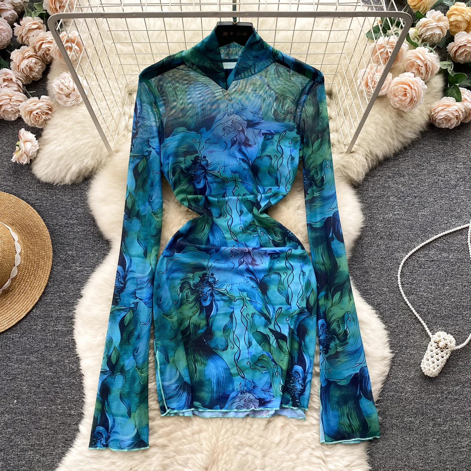 Summer Fashion See Through Mesh Bodycon Dress Women Sexy Turtleneck Long Sleeve Tie Dye Print Slim Stretch Mini Club Party Dress
Summer Fashion See Through Mesh Bodycon Dress Women Sexy Turtleneck Long Sleeve Tie Dye Print Slim Stretch Mini Club Party Dress