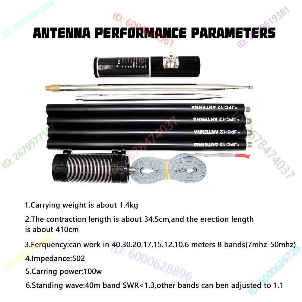 PAC-12 mini portable shortwave antenna 8-band frequency, outdoor balcony stand antenna 7mhz-50mhz
PAC-12 mini portable shortwave antenna 8-band frequency, outdoor balcony stand antenna 7mhz-50mhz