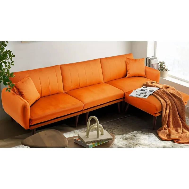 105" Velvet Sectional Sofa Couch for Living Room with Chaise, Modern Convertible L-Shaped Couch Sofa Bed with Adjustable
105" Velvet Sectional Sofa Couch for Living Room with Chaise, Modern Convertible L-Shaped Couch Sofa Bed with Adjustable