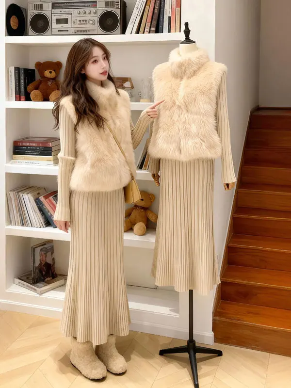 Elegant Vest Dress Two-Piece Set Spring 2026 Fashionable Comfortable Long Sleeve round Neck High Waist Cotton Inner Liner
Elegant Vest Dress Two-Piece Set Spring 2026 Fashionable Comfortable Long Sleeve round Neck High Waist Cotton Inner Liner