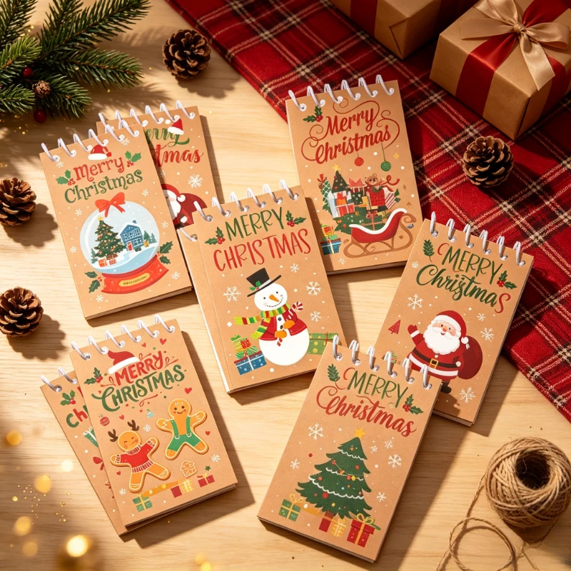 8pcs Christmas Kraft Coil Notebook Cute Santa Xmas Tree Snowman Print Recycled Paper Writing Notepad Gift School Office Supplies
8pcs Christmas Kraft Coil Notebook Cute Santa Xmas Tree Snowman Print Recycled Paper Writing Notepad Gift School Office Supplies