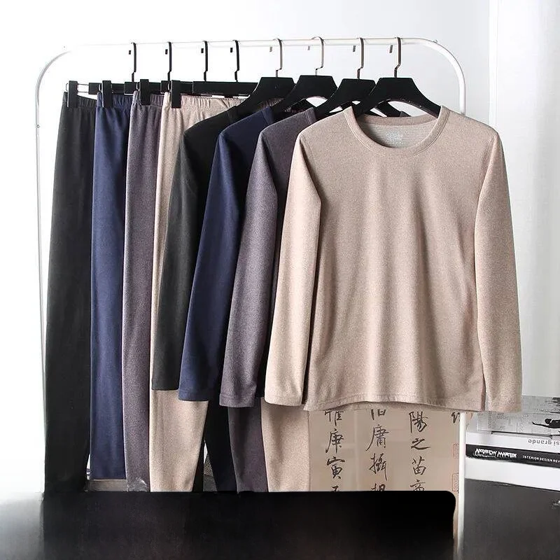 Men's Winter Warmth Inducer Self-Heating Thermal Velvet Underwear Set Long Sleeve Long Pants round Neck Color Home Wear
Men's Winter Warmth Inducer Self-Heating Thermal Velvet Underwear Set Long Sleeve Long Pants round Neck Color Home Wear