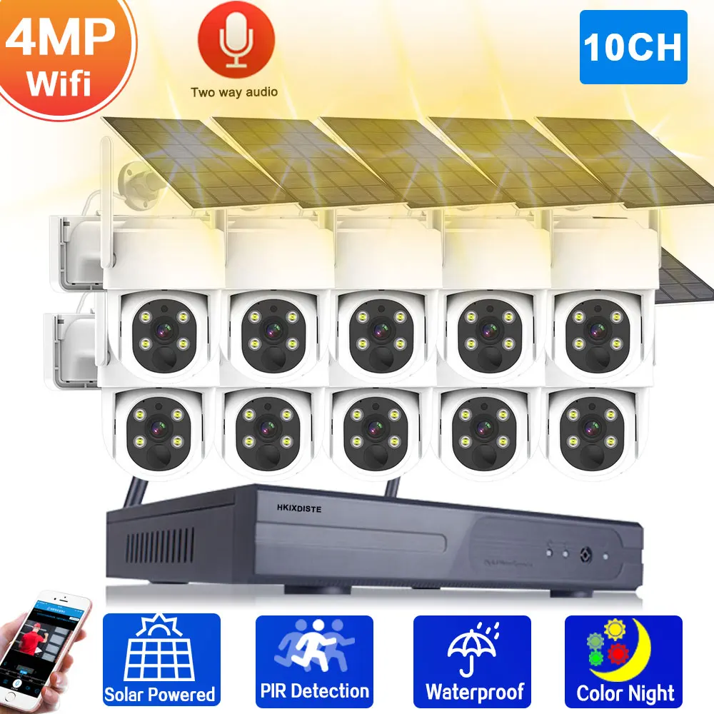 Wireless Solar PTZ Home Security Camera System 8CH NVR Kit 4MP 2 Way Audio Color Night Vision Smart WiFi Solar PTZ Camera Kits
Wireless Solar PTZ Home Security Camera System 8CH NVR Kit 4MP 2 Way Audio Color Night Vision Smart WiFi Solar PTZ Camera Kits