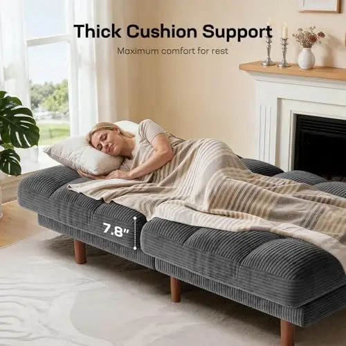 Charcoal Gray 65 Inch Corduroy Futon Sofa Bed With Thick Cushion Support And Adjustable Backrest For Living Room Office
Charcoal Gray 65 Inch Corduroy Futon Sofa Bed With Thick Cushion Support And Adjustable Backrest For Living Room Office
