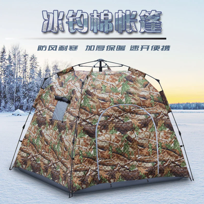 Winter Camping and Hiking Expedition: Thick Windproof Cotton Tent, Warm and Protective Tent for Cold Winter Fishing.
Winter Camping and Hiking Expedition: Thick Windproof Cotton Tent, Warm and Protective Tent for Cold Winter Fishing.