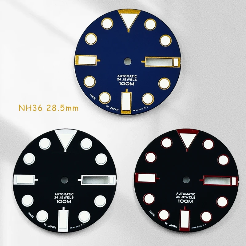 Mod Blue Gold 28.5mm Dial Green Luminous Custom Logo NH36 Watch Dial Fit Japanese Movement Skx Mens Watch Repair Parts
Mod Blue Gold 28.5mm Dial Green Luminous Custom Logo NH36 Watch Dial Fit Japanese Movement Skx Mens Watch Repair Parts