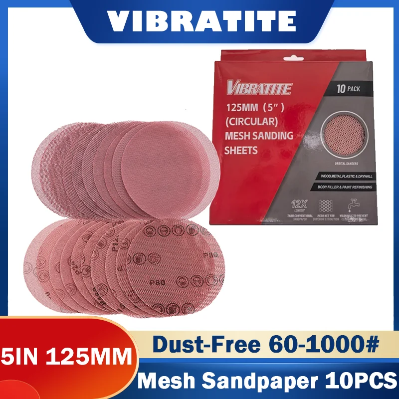 Комплект 5-дюймовых 125-мм сетчатых шлифовальных дисков, 10 шт., в ассортименте 60-1000 гг. # Абразивный безпыльный антиблокирующий острый для шлифовки деревянной мебели
Комплект 5-дюймовых 125-мм сетчатых шлифовальных дисков, 10 шт., в ассортименте 60-1000 гг. # Абразивный безпыльный антиблокирующий острый для шлифовки деревянной мебели