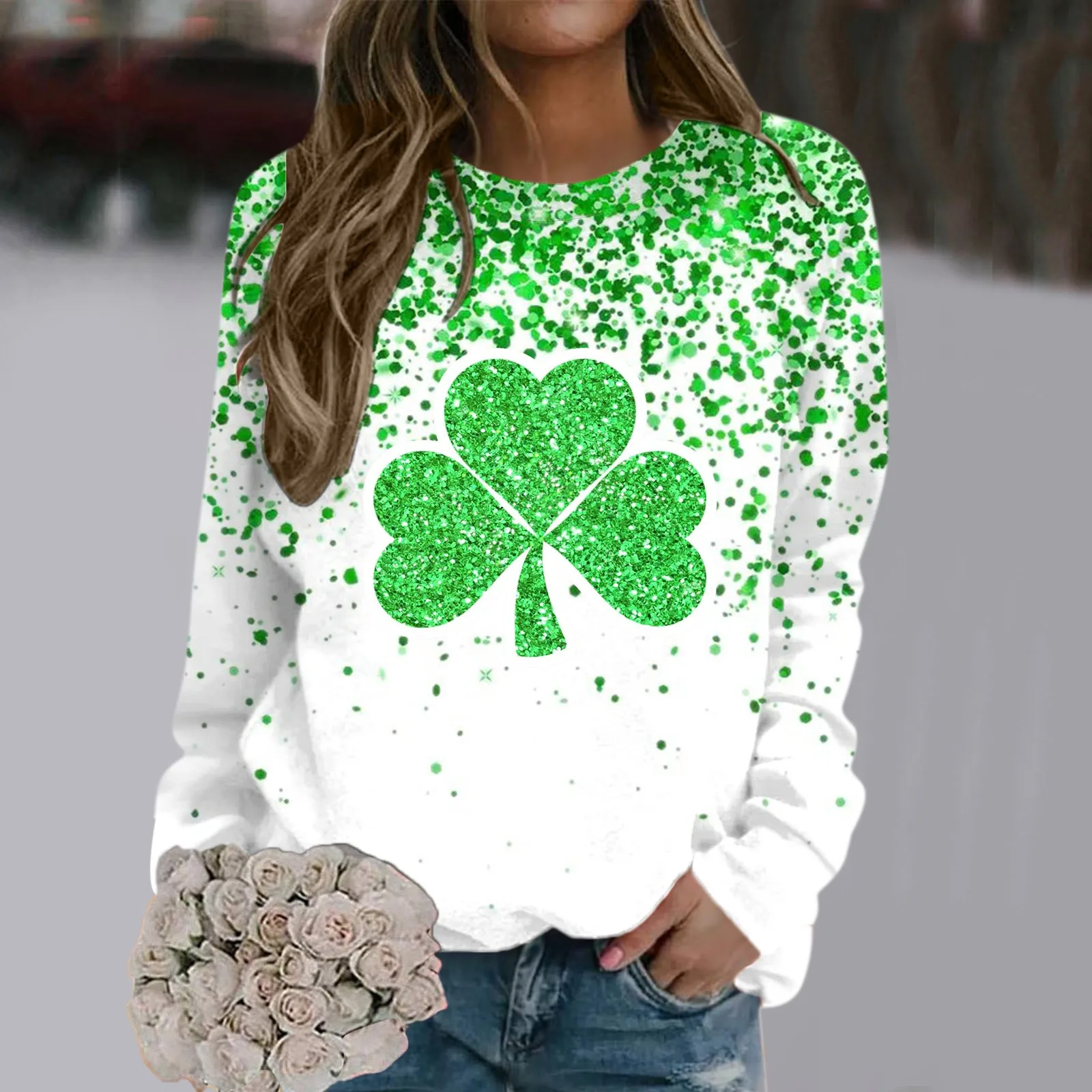 St.Patrick's Day Women's Sweatshirts Green Clover Leaves Graphic Long Sleeve Pullover Top Ireland Shamrock Graphic Sweatshirts
St.Patrick's Day Women's Sweatshirts Green Clover Leaves Graphic Long Sleeve Pullover Top Ireland Shamrock Graphic Sweatshirts