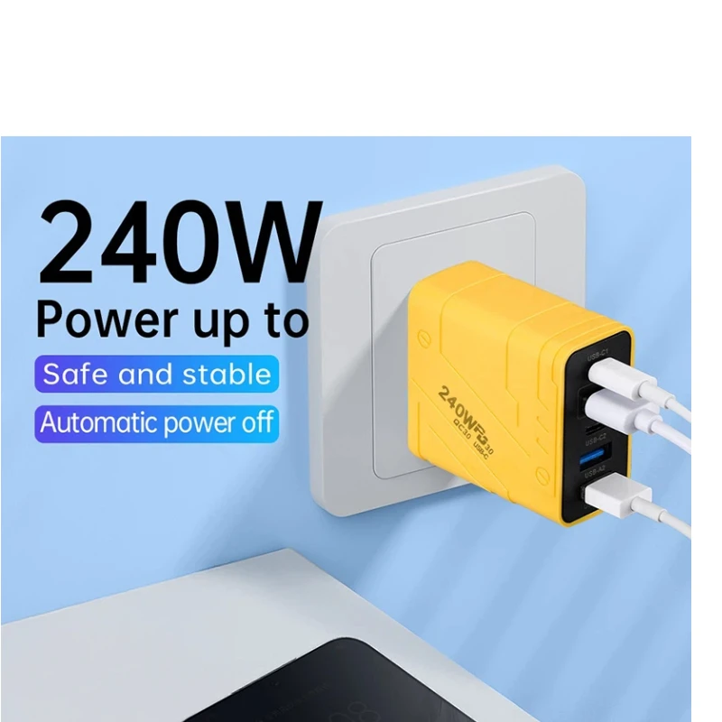 240W 5-Port USB Type C Fast Wall Adapter Quick Charge Mobile Phone High-Speed Charging Dock For Phone
240W 5-Port USB Type C Fast Wall Adapter Quick Charge Mobile Phone High-Speed Charging Dock For Phone